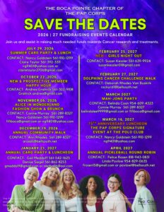 Pap Corps Boca Pointe chapter 2026-27 fundraising events calendar flyer