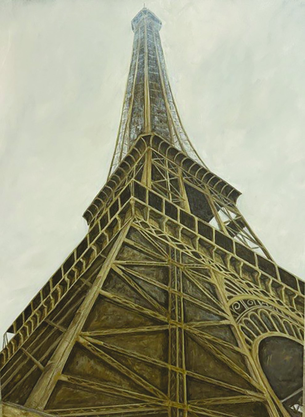 Painting looking up at the Eiffel Tower by Erica Kyle