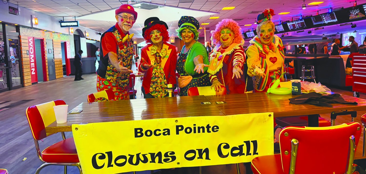 Boca Pointe Clowns On Call volunteers at the Bowling For Bread fundraiser