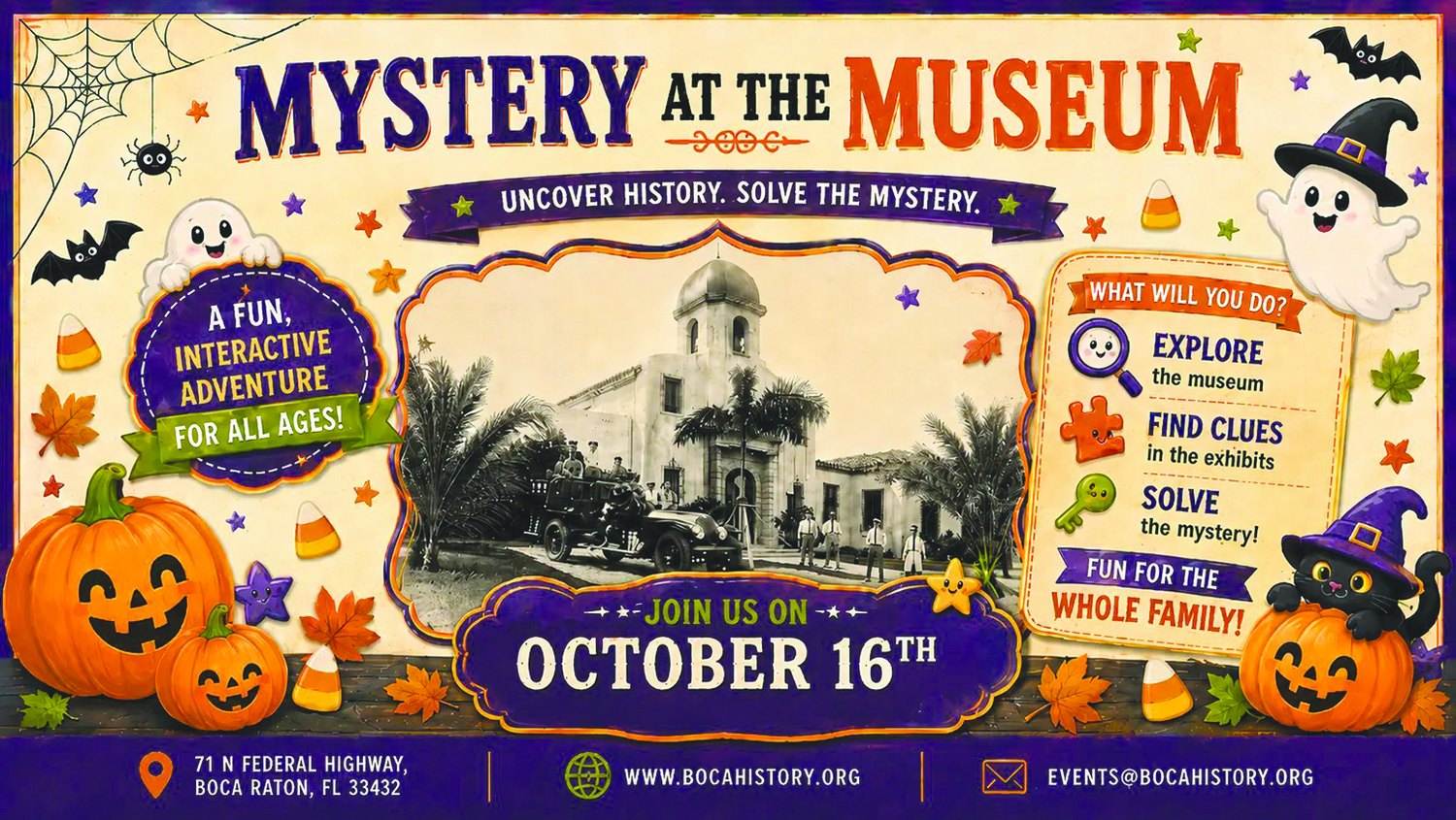 Mystery at the Museum event graphic for October 16