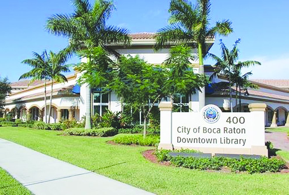 City of Boca Raton Downtown Library building and entrance sign